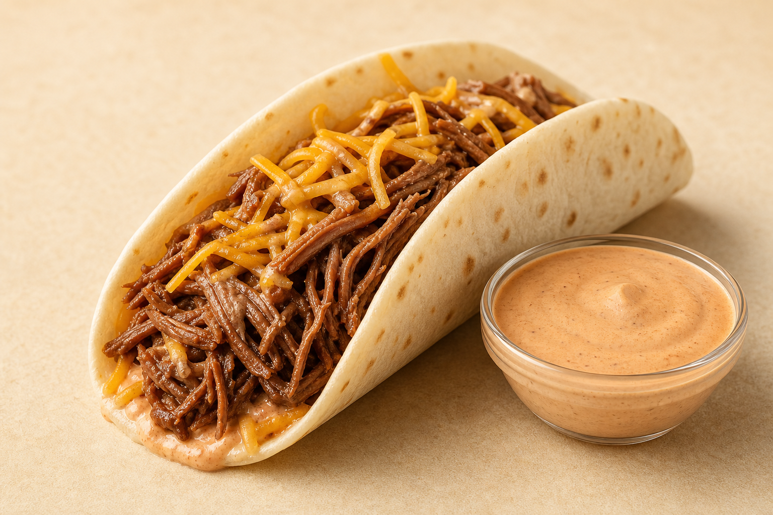 Shredded Beef Dipping Taco